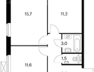 2-к. квартира, 52&nbsp;м²