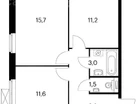 2-к. квартира, 52&nbsp;м²