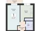 1-к. квартира, 35 м²
