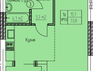 Студия, 33,8&nbsp;м²