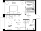 1-к. квартира, 43&nbsp;м²