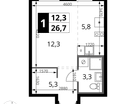 Студия, 26&nbsp;м²