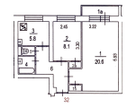 2-к. квартира, 45,4&nbsp;м²