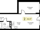 1-к. квартира, 46&nbsp;м²