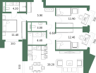 3-к. квартира, 88&nbsp;м²