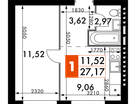 1-к. квартира, 26&nbsp;м²