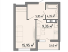 1-к. квартира, 38,9 м²