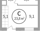 Студия, 21,6&nbsp;м²