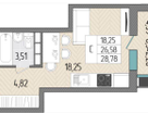 Студия, 28,8&nbsp;м²