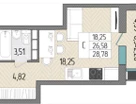 Студия, 28,8&nbsp;м²