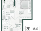 1-к. квартира, 46 м²