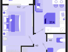 1-к. квартира, 37 м²