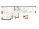 2-к. квартира, 60,1&nbsp;м²