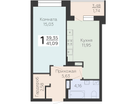 1-к. квартира, 41&nbsp;м²