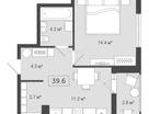 1-к. квартира, 39&nbsp;м²