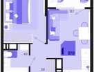 1-к. квартира, 37&nbsp;м²