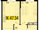 1-к. квартира, 47&nbsp;м²