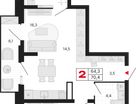 2-к. квартира, 70&nbsp;м²
