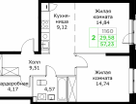 2-к. квартира, 56&nbsp;м²