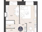 1-к. квартира, 42,9&nbsp;м²