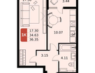 1-к. квартира, 36&nbsp;м²