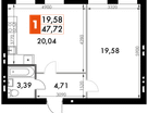 1-к. квартира, 47&nbsp;м²