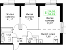 3-к. квартира, 56 м²