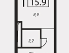 Студия, 15,9&nbsp;м²