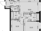 3-к. квартира, 74&nbsp;м²