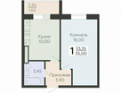 1-к. квартира, 35&nbsp;м²