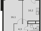 1-к. квартира, 35&nbsp;м²