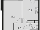 1-к. квартира, 35&nbsp;м²