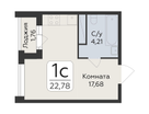 1-к. квартира, 22 м²