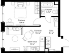 1-к. квартира, 41 м²