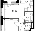 2-к. квартира, 44&nbsp;м²
