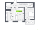 2-к. квартира, 52&nbsp;м²