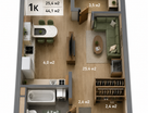 1-к. квартира, 44,1&nbsp;м²