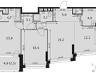 3-к. квартира, 84&nbsp;м²