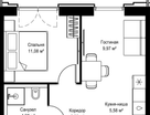 1-к. квартира, 39 м²