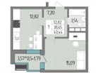 1-к. квартира, 40,4&nbsp;м²