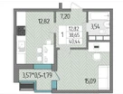 1-к. квартира, 40,4&nbsp;м²