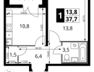 1-к. квартира, 37&nbsp;м²