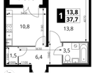 1-к. квартира, 37&nbsp;м²