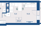 Студия, 26,1&nbsp;м²