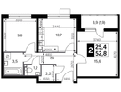 2-к. квартира, 53&nbsp;м²