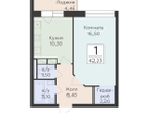 1-к. квартира, 42&nbsp;м²