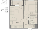 1-к. квартира, 44 м²