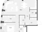 2-к. квартира, 82&nbsp;м²