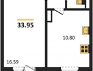 1-к. квартира, 34&nbsp;м²