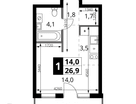 Студия, 26&nbsp;м²